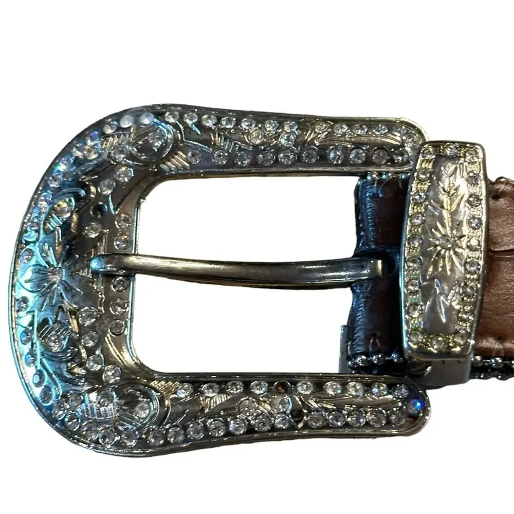Bejeweled Western Belt with Silver Buckle and Trim Childs Size 24”